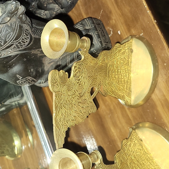 Two Solid Brass Angel Taper Candle Holders Vintage MCM - Picture 4 of 4